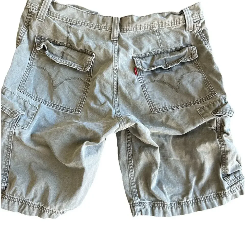 VTG Levis Cargo Shorts mens 34 Baggy kahki grunge y2k khaki utility Cotton